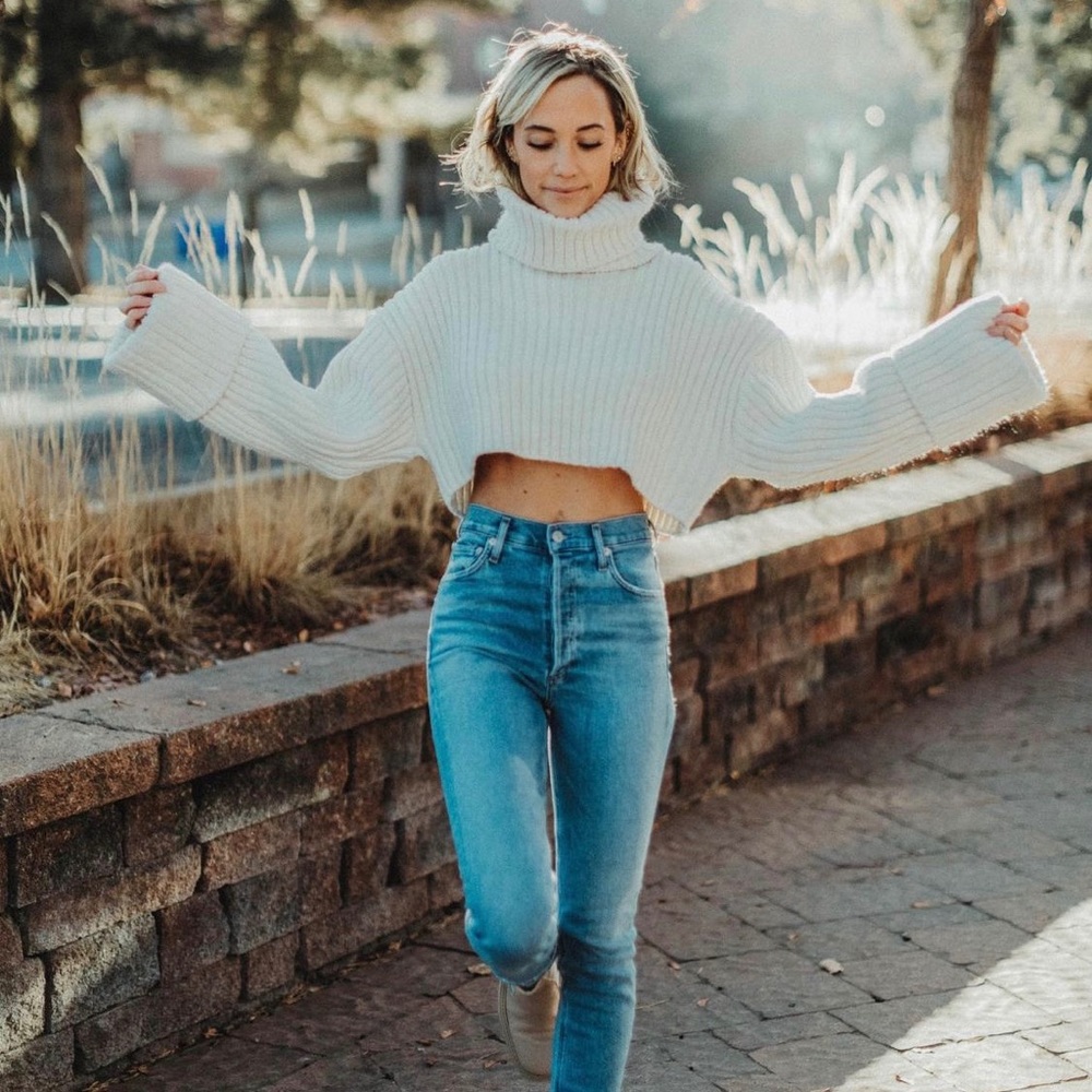 NWT Zara Cropped Oversized Ribbed Sweater Medium